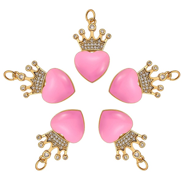 

PandaHall 5Pcs Eco-Friendly Brass Micro Pave Cubic Zirconia Pendants, with Enamel & Jump Ring, Real 18K Gold Plated, Long-Lasting Plated...