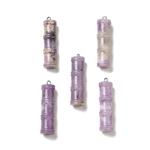 

PandaHall Natural Phosphosiderite Pendants, Bamboo Stick Charms, with Stainless Steel Color Tone 304 Stainless Steel Loops, 45x12.5mm, Hole...