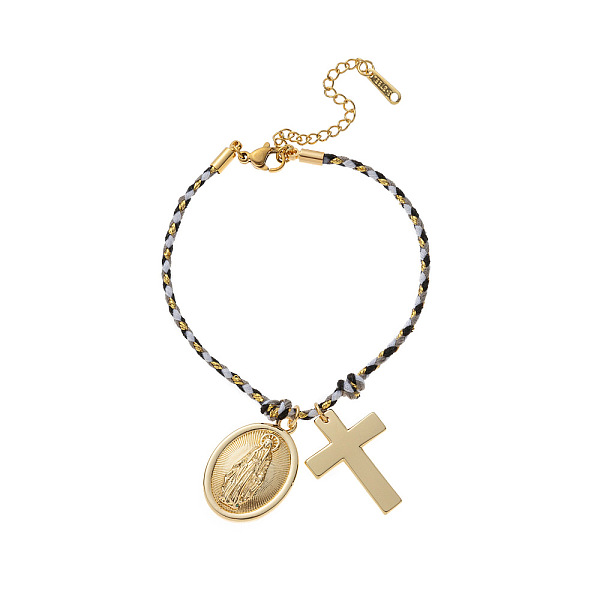 Bracelets à breloques en acier inoxydable 304 et cordon en coton