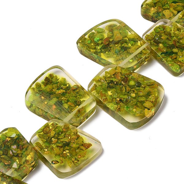 

PandaHall Dyed Natural Imperial Jasper with Resin Beads Strands, Trapezoid, Yellow Green, 17.5~35.5x24~29x6~6.5mm, Hole: 1.5mm, about...