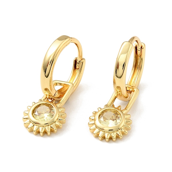 

PandaHall Clear Cubic Zirconia Sun Dangle Hoop Earrings, Rack Plating Brass Jewelry for Women, Cadmium Free & Nickel Free & Lead Free, Real...