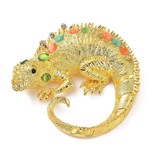 

PandaHall Alloy Rhinestone Brooch, Lizard, Golden, 64x67x15mm Alloy+Rhinestone Lizard