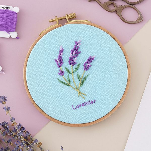 

PandaHall DIY Embroidered Making Kit, Including Linen Cloth, Cotton Thread, Water Erasable Pen Refills, Iron Needle, Plants Pattern..., Multicolor