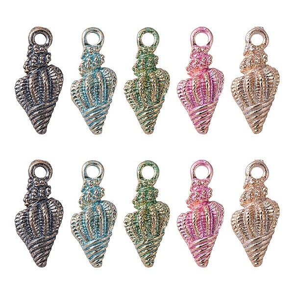 

PandaHall 10Pcsc 5 Colors Alloy Enamel Pendants, Spiral Shell Shape, Light Gold, Mixed Color, 19.5x7.5x6.5mm, Hole: 2.5mm, 2pcs/color..., Multicolor