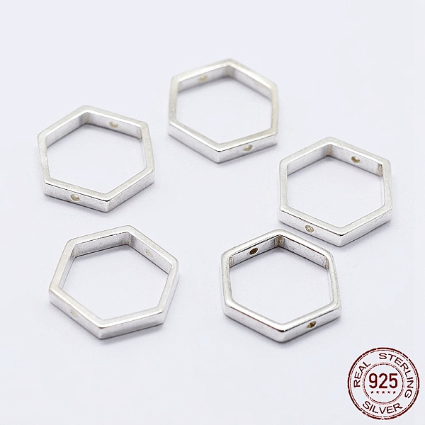 

PandaHall 925 Sterling Silver Bead Frames, Hexagon, Silver, 10x11x2mm, Hole: 0.8mm, Inner: 8x9mm Sterling Silver Hexagon Silver
