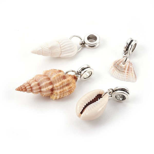 

PandaHall Alloy European Dangle Charms, Large Hole Beads, with Shell, Antique Silver, Mixed Color, 23~42mm, Hole: 4~5mm Alloy Shell Shape..., Multicolor