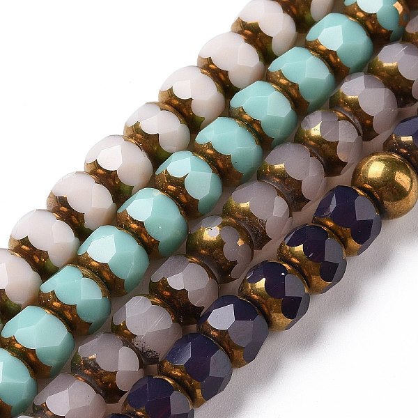 

PandaHall Electroplate Opaque Glass Beads Strands, Half Golden Plated, Long-Lasting Plated, Faceted, Rondelle, Mixed Color, 7.5x6mm, Hole..., Multicolor
