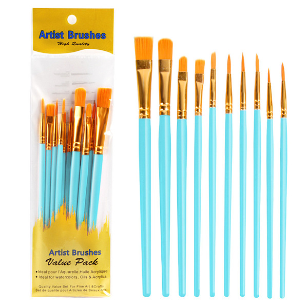 

PandaHall Paint Plastic Brushes Set, with Aluminium Tube, for DIY Oil Watercolor Painting Craft, Pale Turquoise, 16.9~18.5cm, 10pcs/set...