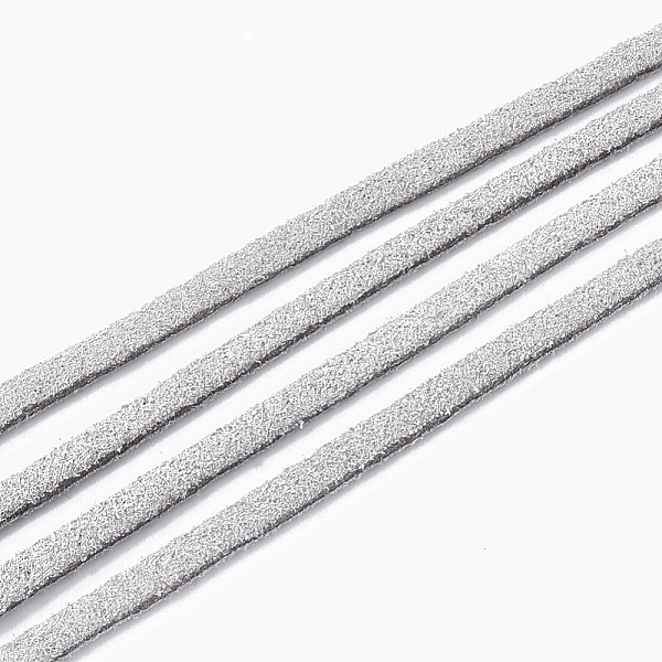 

PandaHall Faux Suede Cord, Faux Suede Lace, Gainsboro, 2.5~2.8x1.5mm, about 1.09 yards(1m)/strand Faux Suede Gray