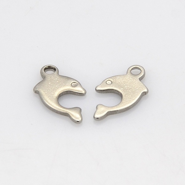 

PandaHall 201 Stainless Steel Dolphin Charms, Stainless Steel Color, 12x8x1mm, Hole: 1mm 201 Stainless Steel Dolphin
