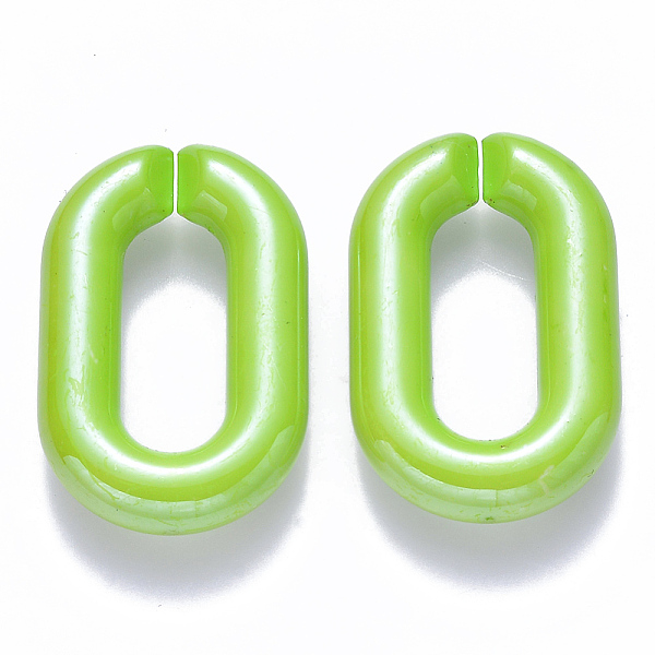

PandaHall Opaque Acrylic Linking Rings, Quick Link Connectors, for Cable Chains Making, Pearlized, Oval, Green Yellow, 31x19.5x5.5mm, Inner...