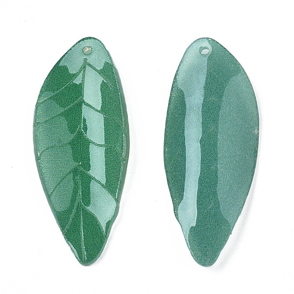 

PandaHall Plastic Pendants, Leaf, Green, 28x11x3mm, Hole: 1mm Plastic Leaf Green