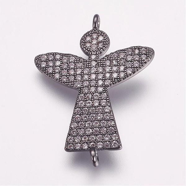 

PandaHall Brass Micro Pave Cubic Zirconia Links, Angel, Gunmetal, 25.5x19x1mm, Hole: 1mm Brass+Cubic Zirconia Angel & Fairy