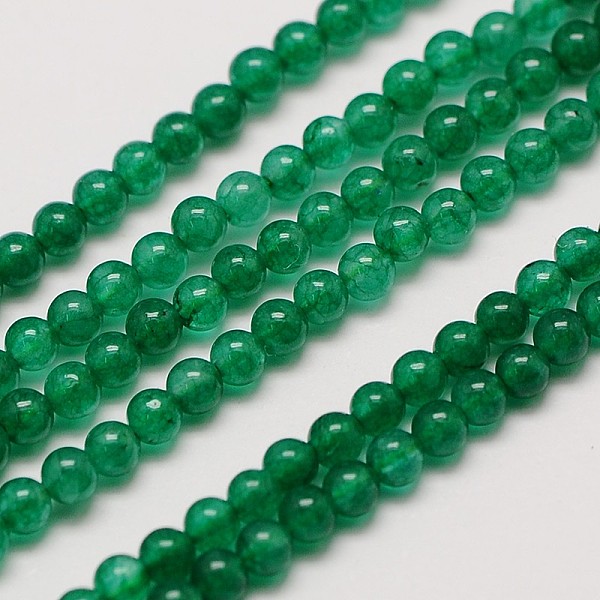 

PandaHall Natural White Jade Round Bead Strands, Dyed, Green, 3mm, Hole: 0.8mm, about 110pcs/strand, 15~15.5 inch White Jade Round Green