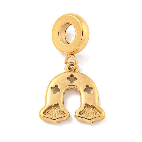 

PandaHall Ion Plating(IP) 304 Stainless Steel European Dangle Charms, Hollow Rainbow Large Hole Pendants, Golden, 24.5mm, Hole: 4.5mm...