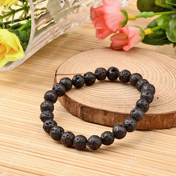 

PandaHall Natural Lava Rock Beaded Stretch Bracelets, 56mm Lava Rock