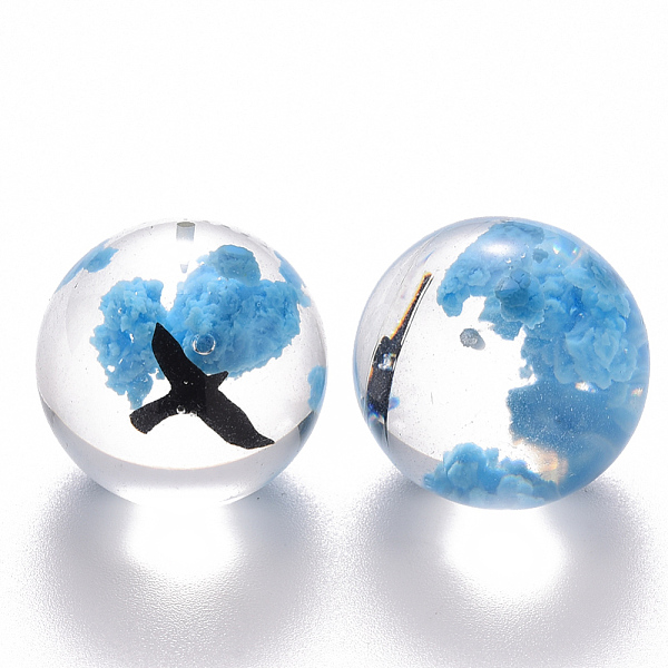 

PandaHall Transparent Epoxy Resin Beads, with Plastic Seagull Inside, Half Drilled, Round, Deep Sky Blue, 20mm, Hole: 1mm Resin Round Blue