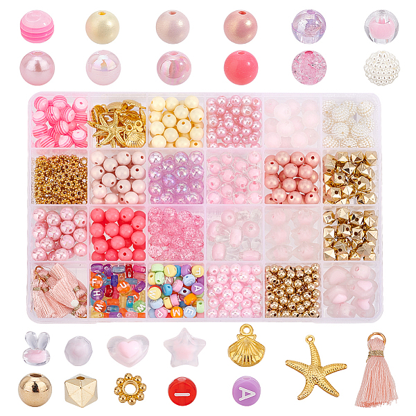 

PandaHall DIY Jewelry Making Finding Kit, Including Brass Starfish & Alloy Shell & Nylon Tassel Pendants, Alloy & Plastic & Acrylic Beads..., Multicolor
