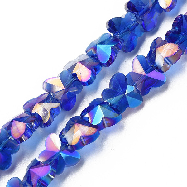 

PandaHall Electroplate Transparent Glass Beads Strands, AB Color Plated, Faceted, Butterfly, Blue, 8x10x6mm, Hole: 1mm, about 100pcs/strand...