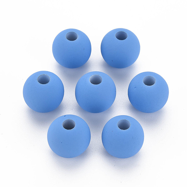 

PandaHall Rubberized Style Acrylic Beads, Round, Royal Blue, 13.5x12.5mm, Hole: 4mm Acrylic Round