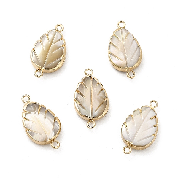 

PandaHall Shell Pearl Connector Charms, with Brass Double Loops, Leafd Links, Light Gold, 25~26x13~14x4~5mm, Hole: 1.6~1.8mm Shell Pearl...