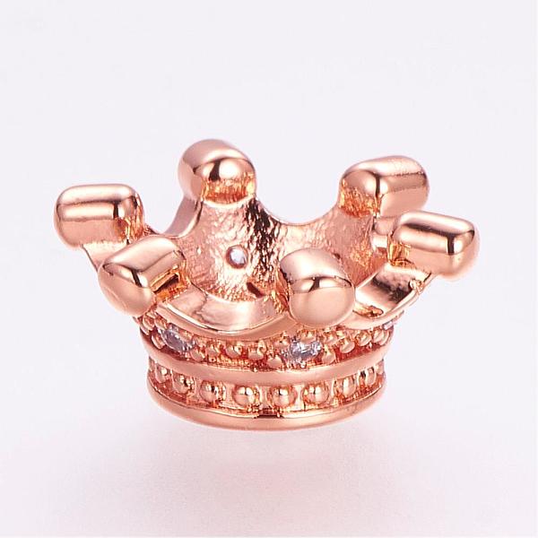 

PandaHall Brass Micro Pave Cubic Zirconia Beads, Crown, Rose Gold, 14x7mm, Hole: 5mm Brass+Cubic Zirconia Crown