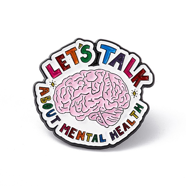 

PandaHall Colorful Word Let's Talk About Mental Health Enamel Pin, Electrophoresis Black Alloy Inspirational Brooch for Backpack Clothes...