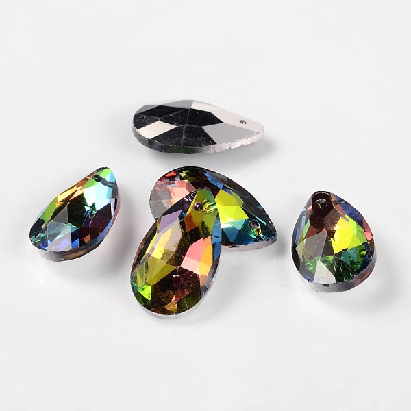 

PandaHall Faceted Teardrop Glass Pendants, Colorful, 22x13x7mm, Hole: 1mm Glass Teardrop