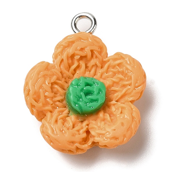 

PandaHall Opaque Resin Pendants, Flower Charms with Platinum Plated Iron Loops, Orange, 20x18x6mm, Hole: 2mm Resin Flower Orange