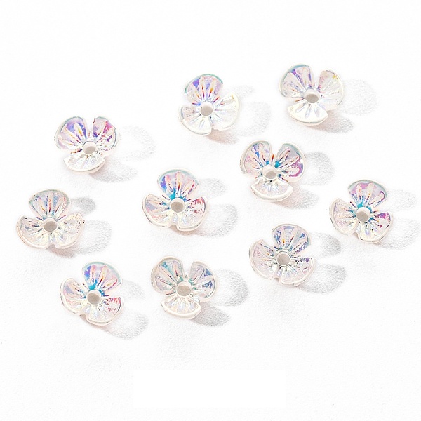 

PandaHall Electroplated 3-petal Flower Resin Cabochons, Nail Art Decoration Accessories, Floral White, 6x6.5x2.5mm, Hole: 1mm, 10pc/bag...