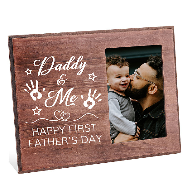 

PandaHall FINGERINSPIRE Happy First Father's Day Picture Frame 4x6 inch Daddy & Me Picture Frame Hanging/Tabletop Wooden Daddy Gifts Photo...