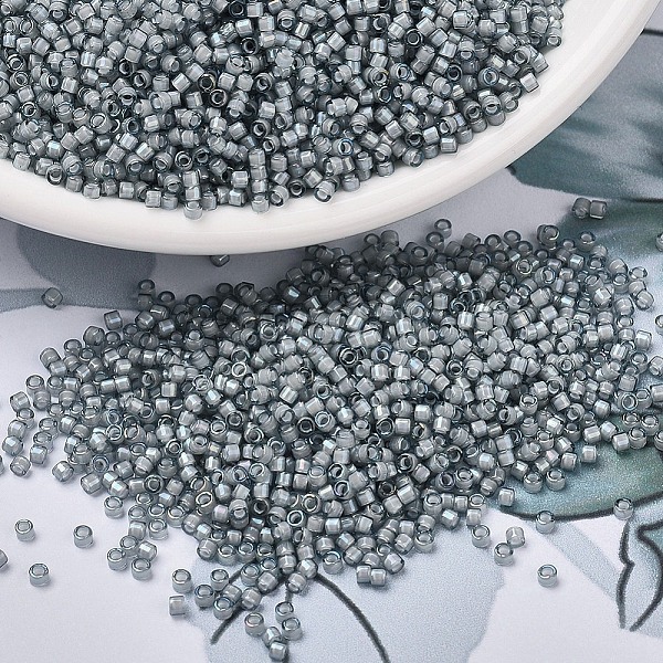 

PandaHall MIYUKI Delica Beads, Cylinder, Japanese Seed Beads, 11/0, (DB1793) White Lined Gray AB, 1.3x1.6mm, Hole: 0.8mm, about 10000pcs/bag...
