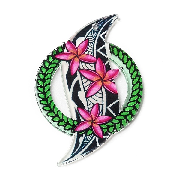 

PandaHall Opaque Acrylic Pendants, Ring with Flower, Green, 62.5x38.5x2mm, Hole: 2mm Acrylic Flower Green