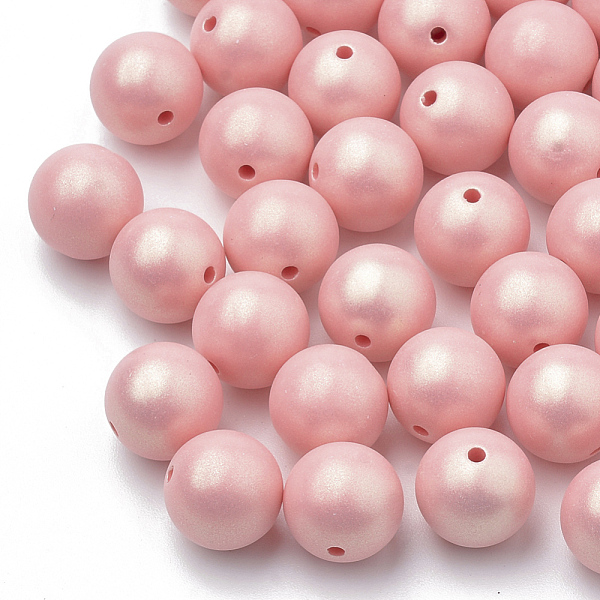 

PandaHall Spray Painted Style Acrylic Beads, Rubberized, Round, Salmon, 8mm, Hole: 1mm, about 1800pcs/500g Acrylic Round Red