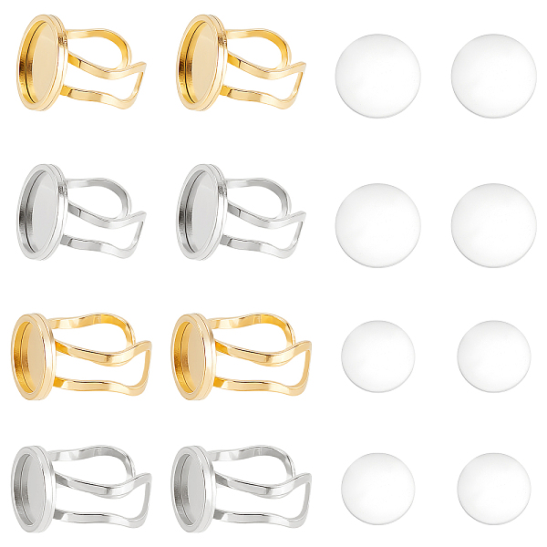 

PandaHall DICOSMETIC 8Pcs 2 Colors Cabochon Ring Base Settings Round Finger Ring Trays Blank Cuff Rings Tray DIY Bezel Blanks for Rings...