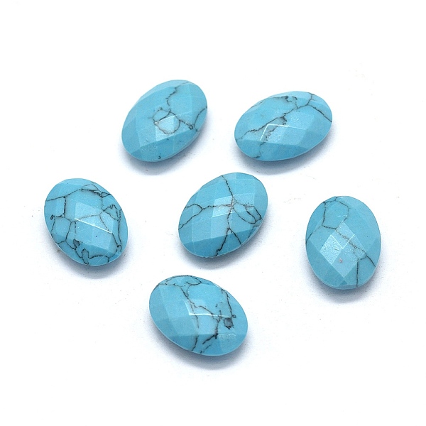 

PandaHall Synthetic Turquoise Beads, Faceted, Oval, No Hole/Undrilled, Dyed, Deep Sky Blue, 17.5~18x12.5~13x5.5~6mm Synthetic Turquoise Oval...