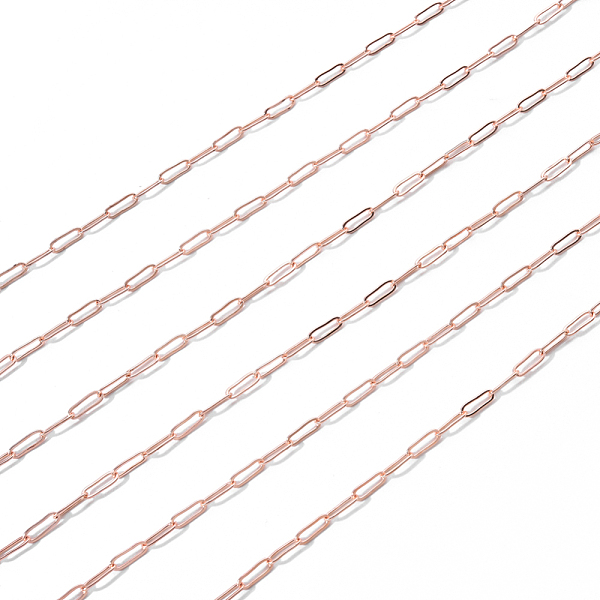 

PandaHall Brass Paperclip Chains, Drawn Elongated Cable Chains, Soldered, with Spool, Long-Lasting Plated, Rose Gold, 7.5x3x0.5mm, about...