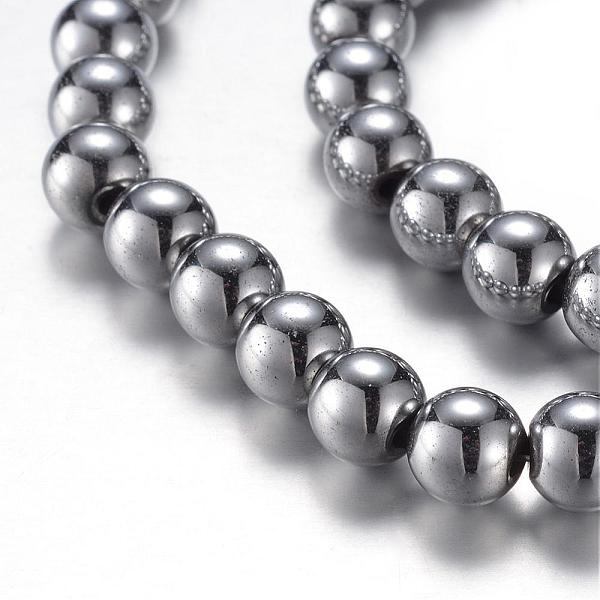 

PandaHall Electroplate Magnetic Synthetic Hematite Bead Strands, Grade A, Round, Platinum Plated, 4mm, Hole: 0.8mm, about 100pcs/strand...