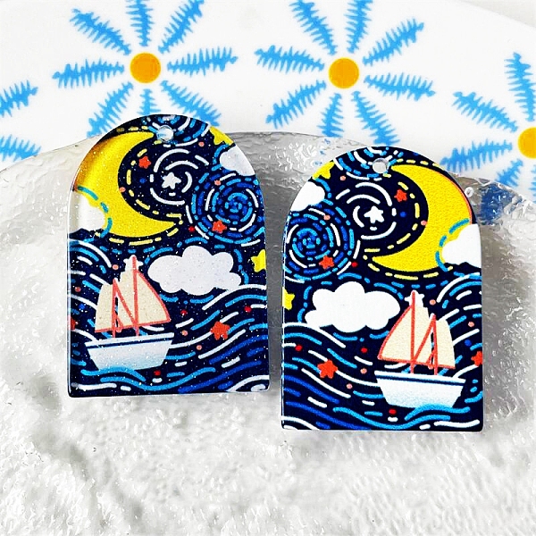 

PandaHall Arch Acrylic Pendants, Moon, Yellow, 39x27mm Acrylic Arch Yellow