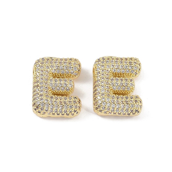 

PandaHall Brass Micro Pave Clear Cubic Zirconia Pendants, Letter E, 23.5x22.5x6.5mm, hole: 4x2.5mm Brass+Cubic Zirconia Letter E Clear
