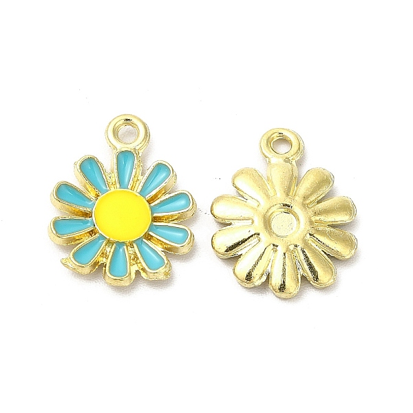 

PandaHall Alloy Enamel Charms, Cadmium Free & Nickel Free & Lead Free, Light Gold, Flower Charm, Deep Sky Blue, 14.5x11.5x2mm, Hole: 1.4mm...