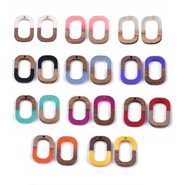 

PandaHall Resin & Wood Pendants, Oval, Mixed Color, 28x19.5x4mm, Hole: 1.5mm Resin+Wood Oval Multicolor