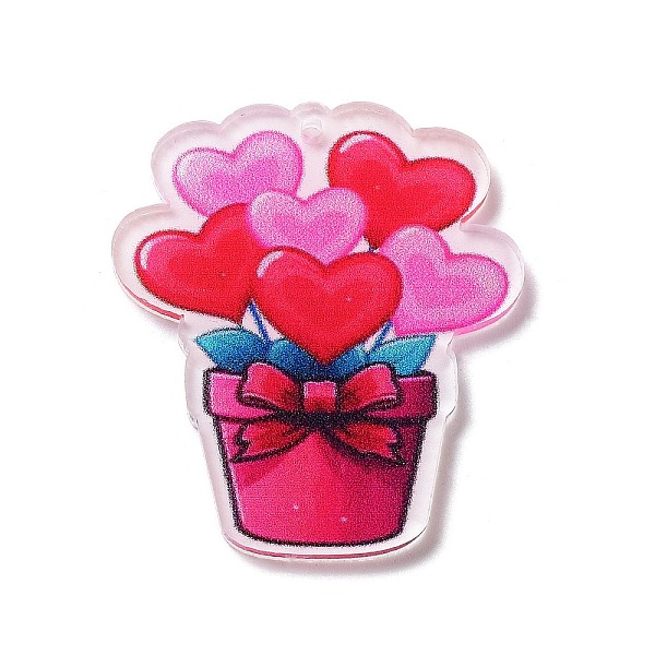 

PandaHall Valentine's Day Opaque Printed Acrylic Pendants for Earrings Making, Hot Air Balloon, Crimson, 40x34.5x2mm, Hole: 1.6mm Acrylic..., Pink