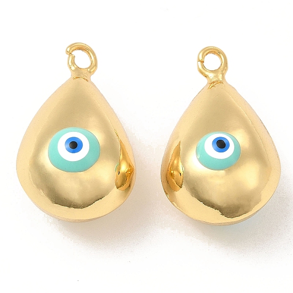 

PandaHall Brass Pendants, with Enamel, Real 18K Gold Plated, Long-Lasting Plated, Teardorp with Evil Eye Charm, Pale Turquoise, 26x15.5x15mm...