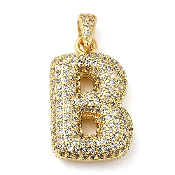 

PandaHall Brass Micro Pave Cubic Zirconia Pendants, Cadmium Free & Lead Free, Long-Lasting Plated, Real 18K Gold Plated, Letter B..., Clear