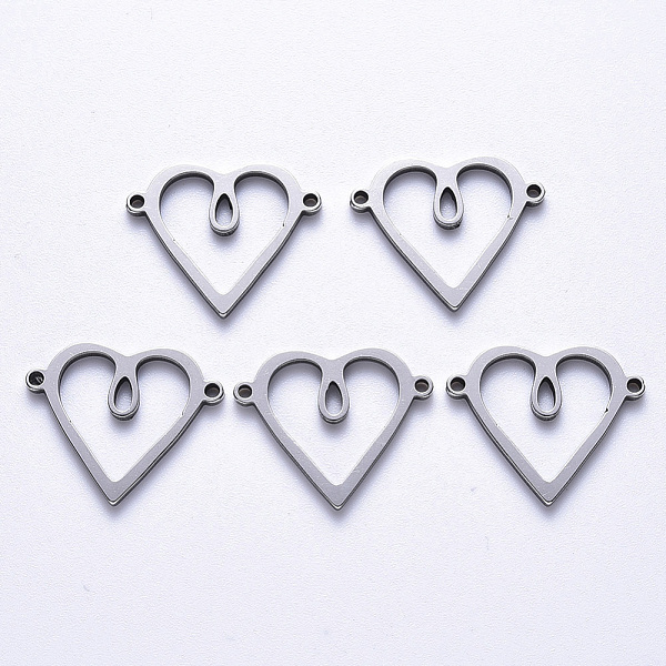 

PandaHall 201 Stainless Steel Links Connectors, Laser Cut, Heart, Stainless Steel Color, 15x18x1.5mm, Hole: 1.2mm 201 Stainless Steel Heart