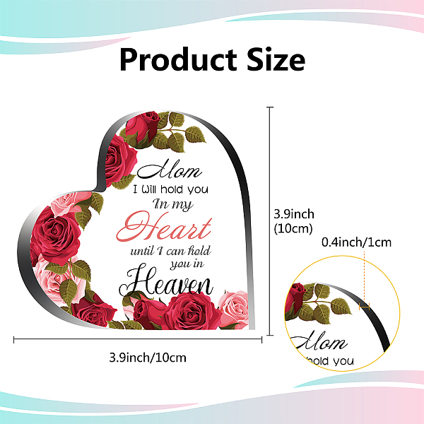 

PandaHall CREATCABIN Acrylic Heart Memorial Gift Rose Mom I Will Hold You In My Heart Sympathy Bereavement Condolence Sentimental Gifts For...