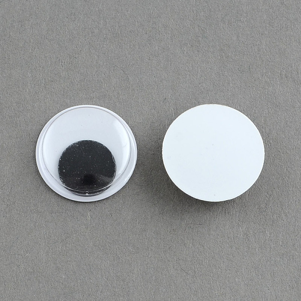 

PandaHall Black & White Wiggle Googly Eyes Cabochons DIY Scrapbooking Crafts Toy Accessories, Black, 16x4mm Plastic