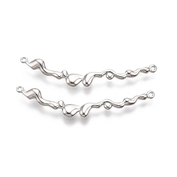 

PandaHall Brass Wavy Connector Charms, Nickel Free, Real Platinum Plated, 52x8.5x3mm, Hole: 1.2mm Brass Others