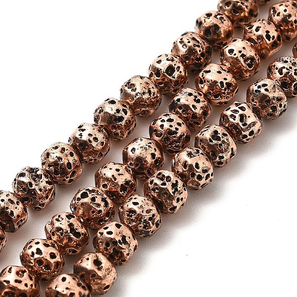 

PandaHall Electroplated Natural Lava Rock Beads Strands, Bicone, Copper Plated, 4x5mm, Hole: 0.8mm, about 90~92pcs/strand, 15.75 inch(40cm)...